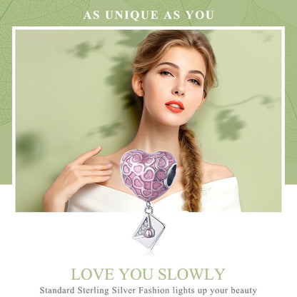 925 Sterling Silver Romantic Love Letter Heart Bracelet With Zirconium Diamond Beads