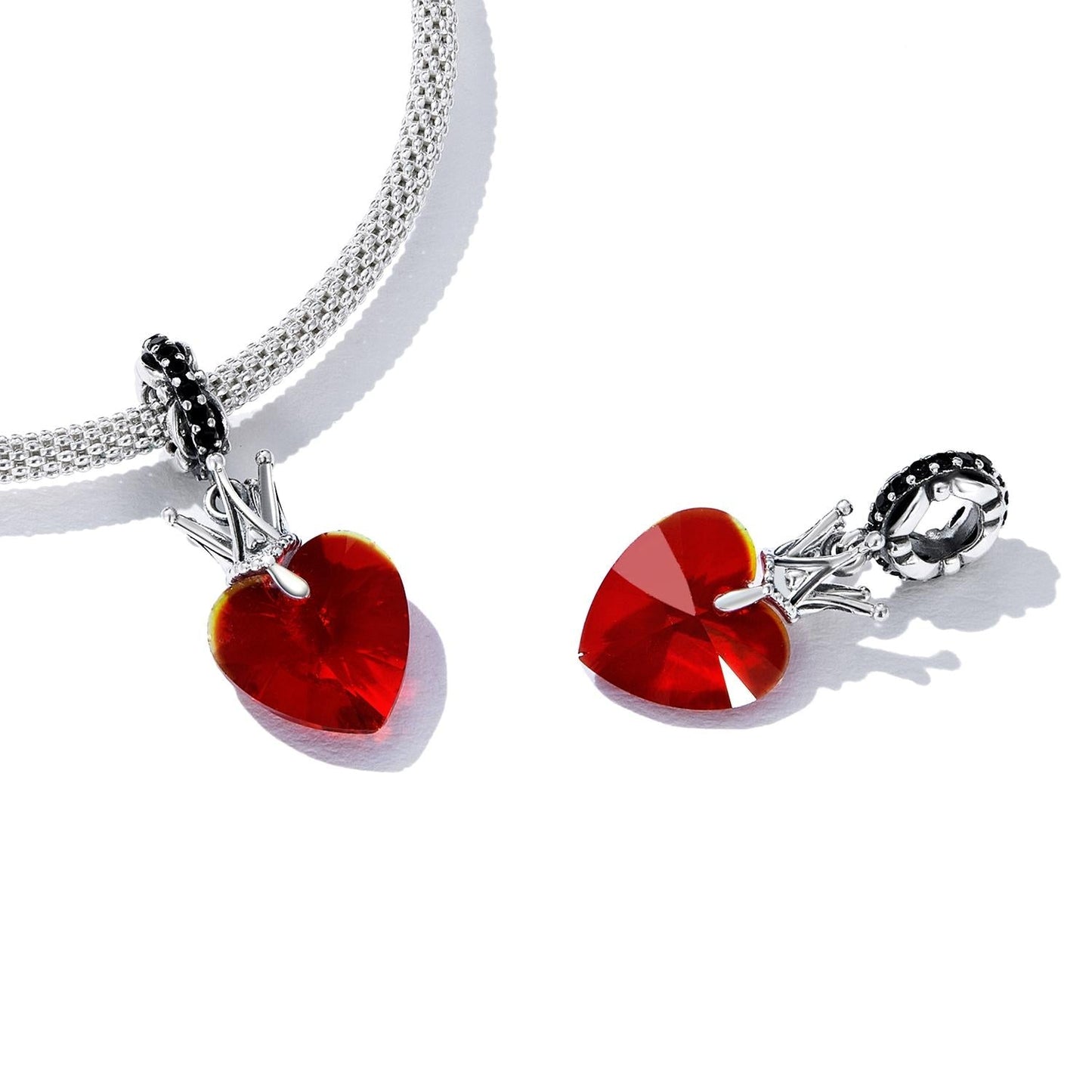 925 Sterling Silver Crown Heart Pendant For Bracelet Or Necklace