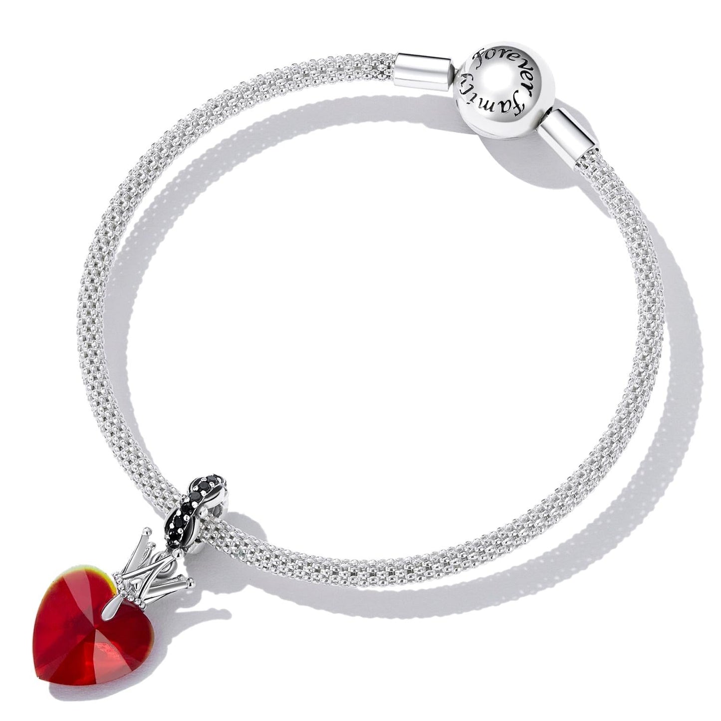 925 Sterling Silver Crown Heart Pendant For Bracelet Or Necklace