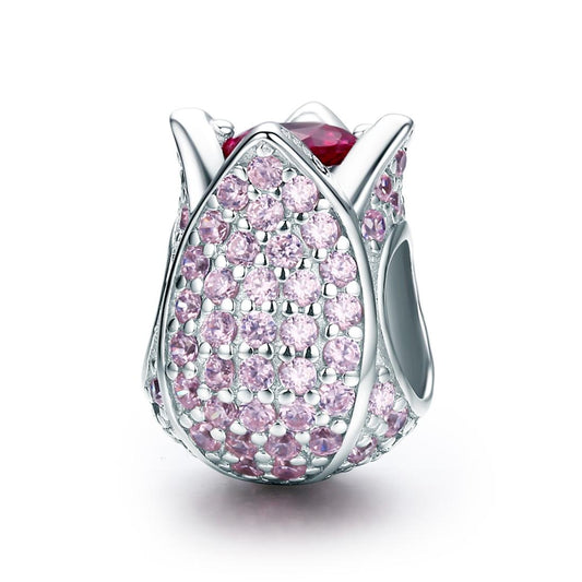 925 Sterling Silver Tulip Bead Bracelet Charm