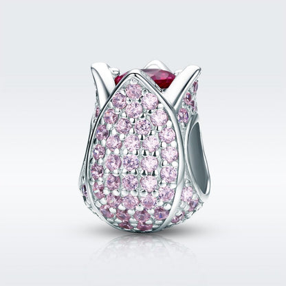 925 Sterling Silver Tulip Bead Bracelet Charm