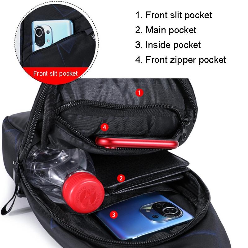 Men Oxford Cloth Chest Bag Snowflake Gray Ideal For Sports And Travel