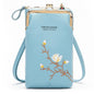 Black Embroidered Single Shoulder Phone Bag Wallet - Blue