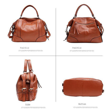 Black Single Shoulder Leather Messenger Bag For Women S