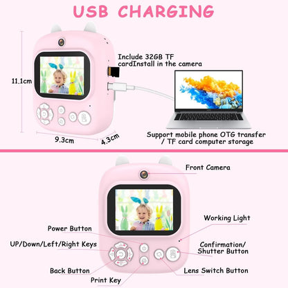 32G Instant Camera With 2.4 Display & Card Reader For Kids - 1200W Blue - 32G + Card Reader Blue