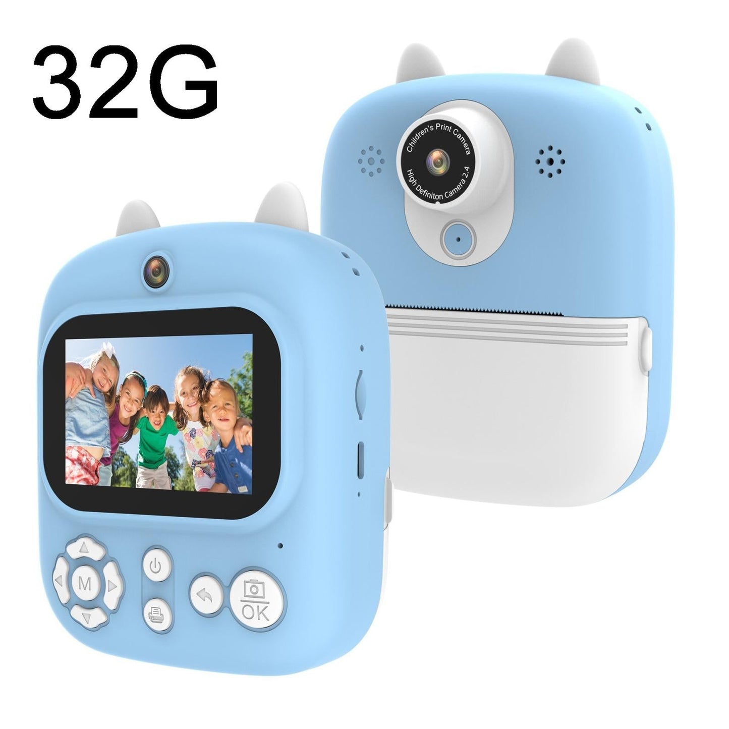 32G Instant Camera With 2.4 Display & Card Reader For Kids - 1200W Blue - 32G + Card Reader Blue
