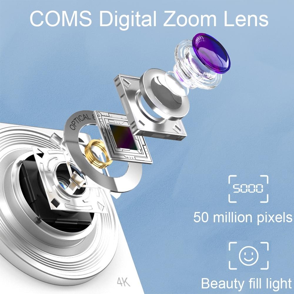 4K 8X Optical Zoom Telescopic Lens Digital Camera - Includes Card Reader & Wiper - Pink