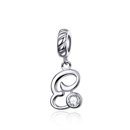 925 Sterling Silver Personalized Letter Pendant For Diy Bracelets And Necklaces Style - E