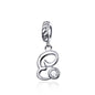 925 Sterling Silver Personalized Letter Pendant For Diy Bracelets And Necklaces Style - E