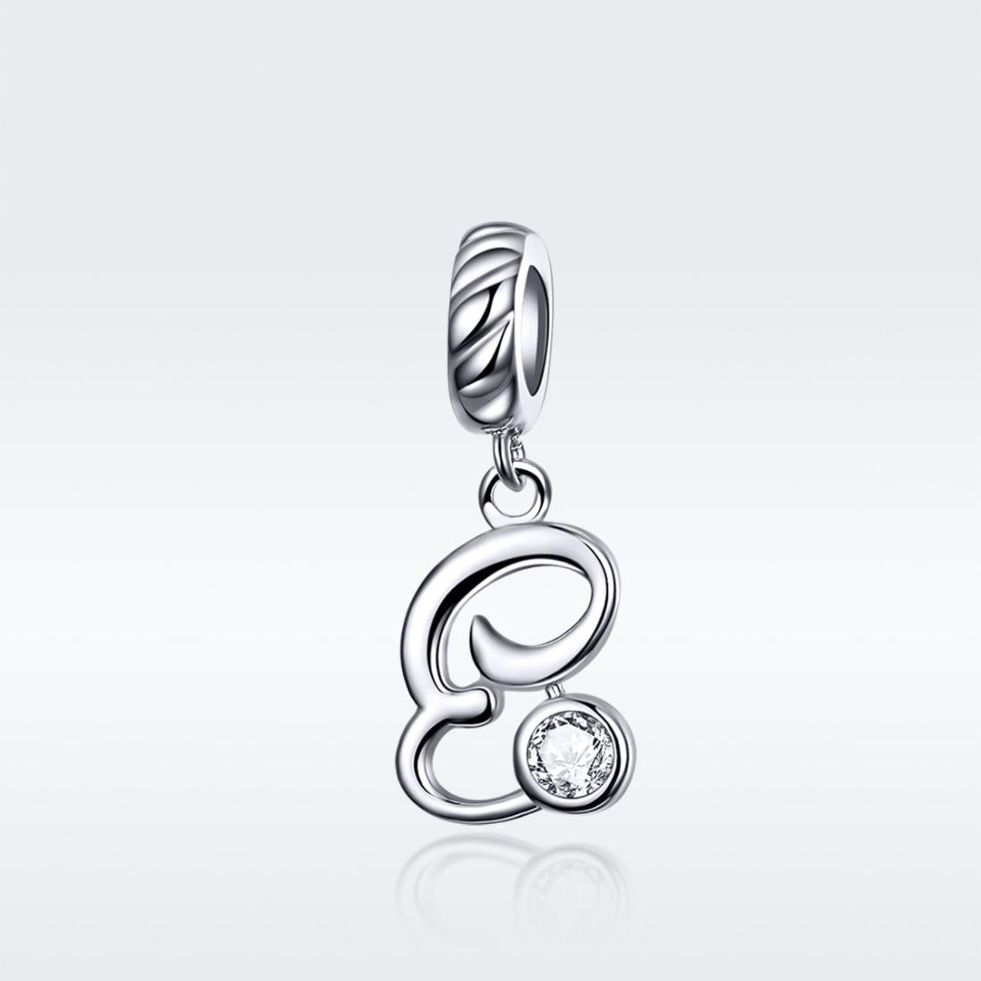 925 Sterling Silver Personalized Letter Pendant For Diy Bracelets And Necklaces Style - E