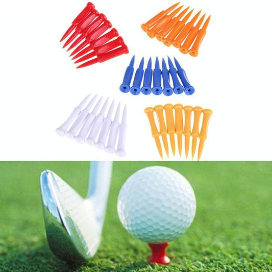 60-Piece Golf Plastic Ball Tee Set With Ribbon Needle - 57Mm Size