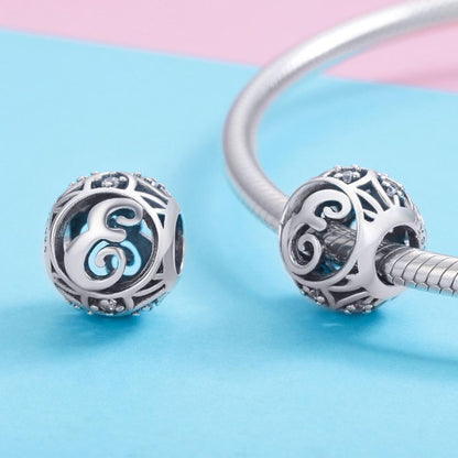 925 Sterling Silver 26 English Letter Beads For Diy Bracelets & Necklaces Style - E