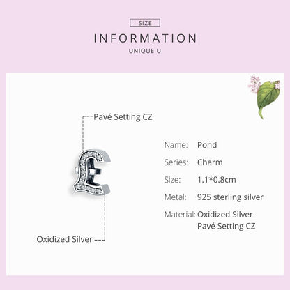 925 Sterling Silver Currency Symbol Pendant For Diy Bracelets And Necklaces