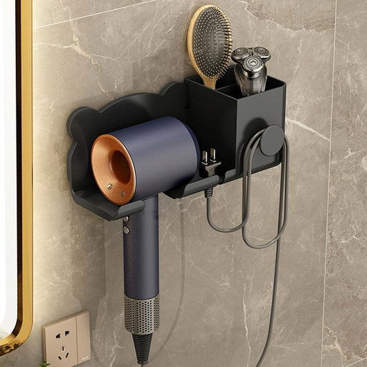 Wall Mounted Holder For Dyson Hair Dryer Bathroom Storage Rack Simple Black - Upgrade Black