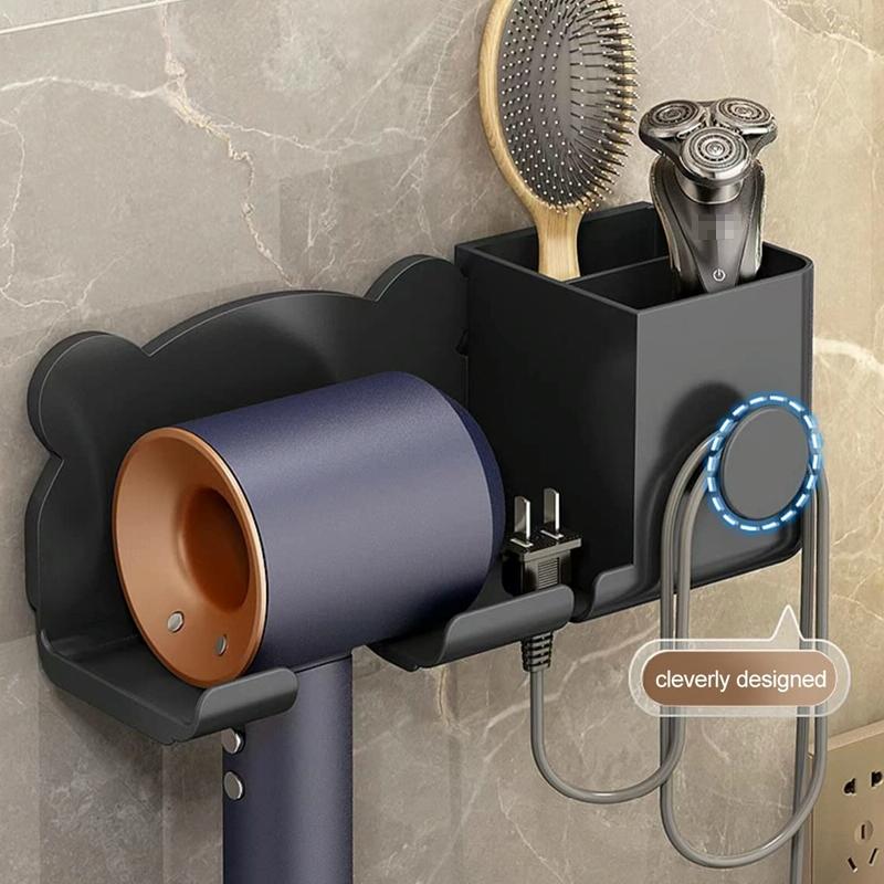 Wall Mounted Holder For Dyson Hair Dryer Bathroom Storage Rack Simple Black - Upgrade Black