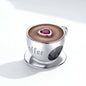 925 Sterling Silver Coffee Cup Beaded Bracelet Charm