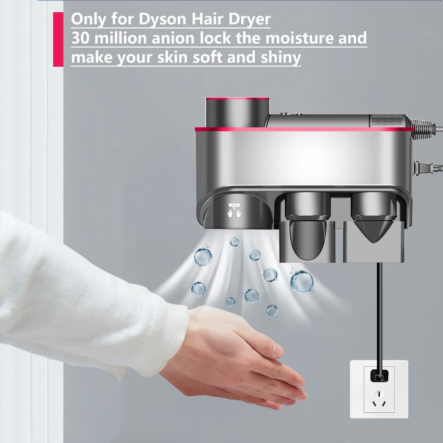 Wall Mounted Hair Dryer Bracket Storage Rack Black Nickel - Ordinary Purple Red