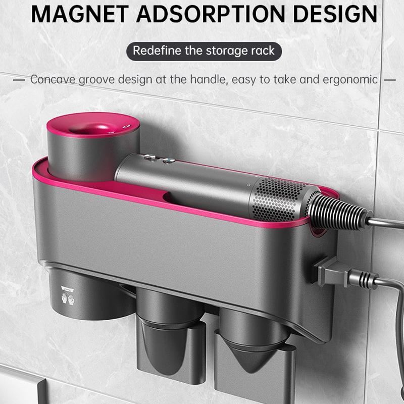 Wall Mounted Hair Dryer Bracket Storage Rack Black Nickel - Ordinary Purple Red