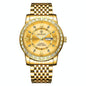 Diamond Dual-calendar Luminous Quartz Watch - B2202 - Full-Gold-Gold