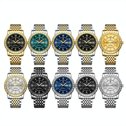 Diamond Dual-calendar Luminous Quartz Watch - B2202 - Full-Gold-Gold