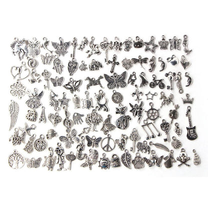 100Pcs Mixed Antique European Bracelet Charms Diy Fashion Jewelry