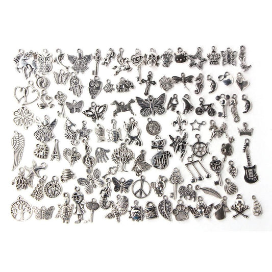 100Pcs Mixed Antique European Bracelet Charms Diy Fashion Jewelry