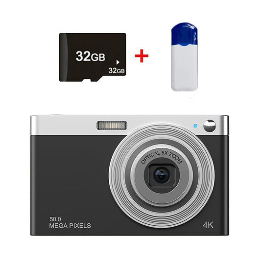 4k 8x Optical Zoom Telescopic Lens Digital Camera with Card Reader & 32g - Black