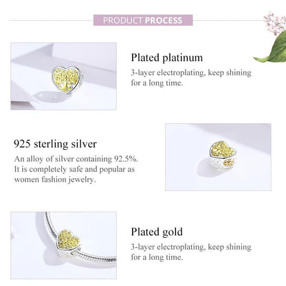 925 Sterling Silver Diy Bracelet Accessories Heart Beads