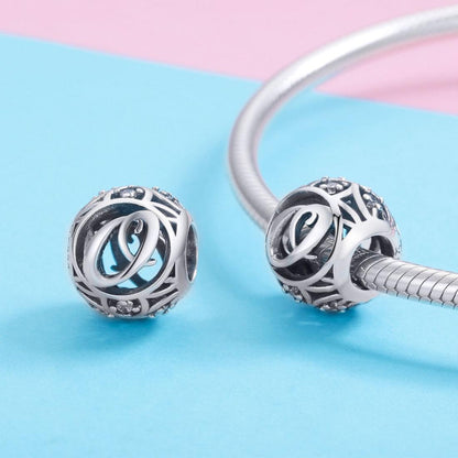 925 Sterling Silver 26 English Letter Beads For Diy Bracelets & Necklaces Style - O