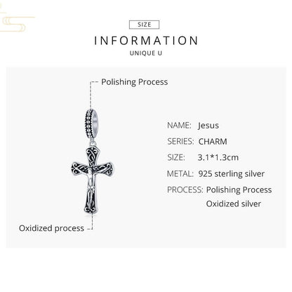 925 Sterling Silver Cross Pendant For Diy Bracelets