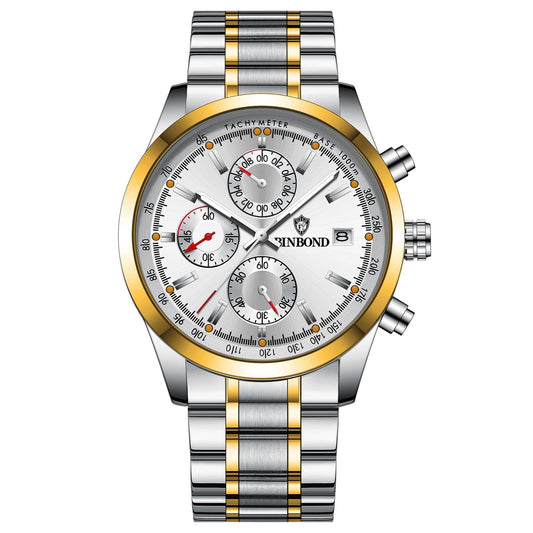 Waterproof Luminous Quartz Watch - Multifunctional 30m - Inter-Gold-White