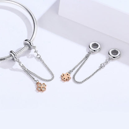 925 Sterling Silver Platinum Plated Clover Safety Chain For Diy Bracelets