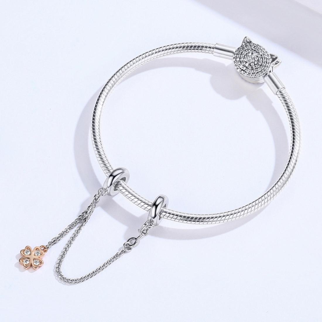 925 Sterling Silver Platinum Plated Clover Safety Chain For Diy Bracelets
