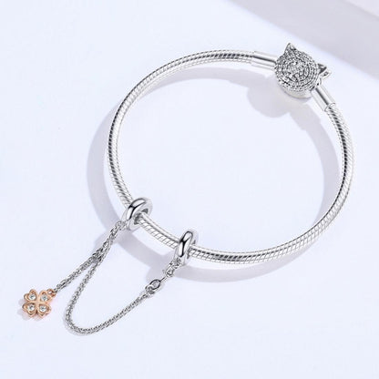 925 Sterling Silver Platinum Plated Clover Safety Chain For Diy Bracelets