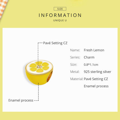 925 Sterling Silver Lemon Bead Bracelet / Necklace Accessory