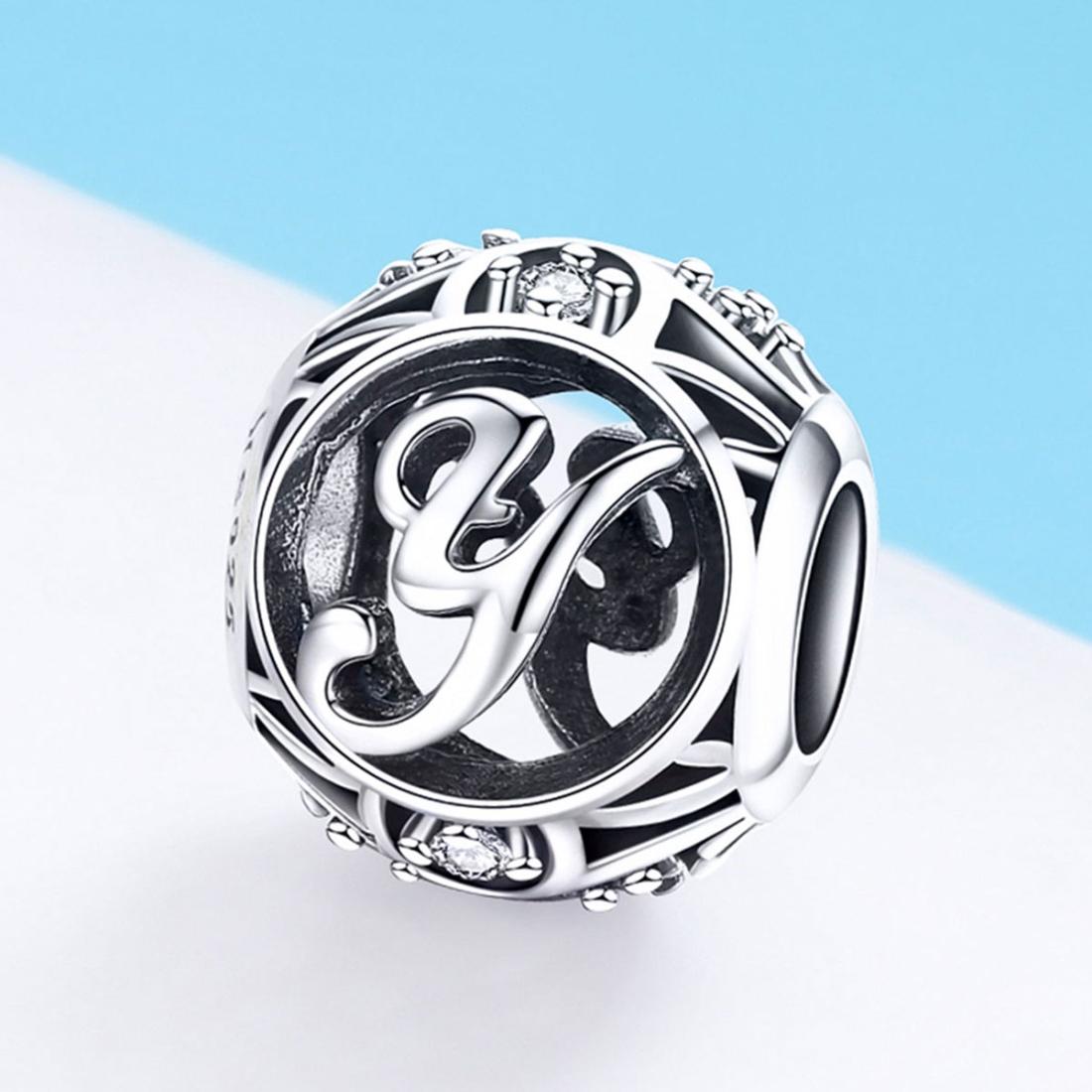 925 Sterling Silver Personalized Letter Beads For Diy Bracelets & Necklaces Style - Y