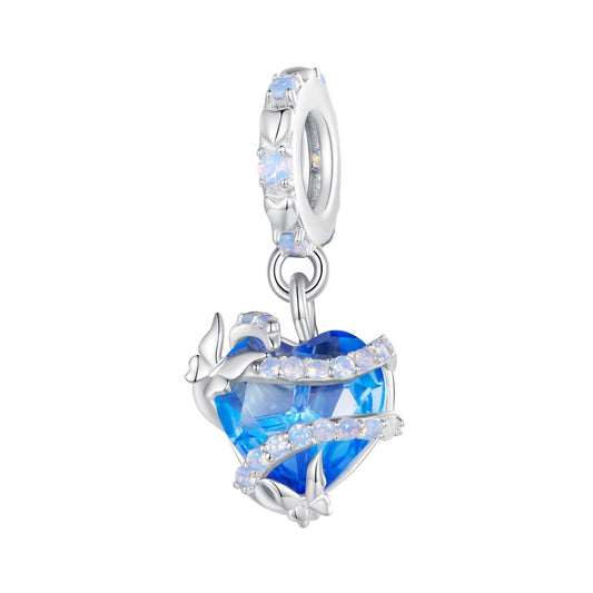 925 Sterling Silver Blue Magic Heart Necklace Pendant