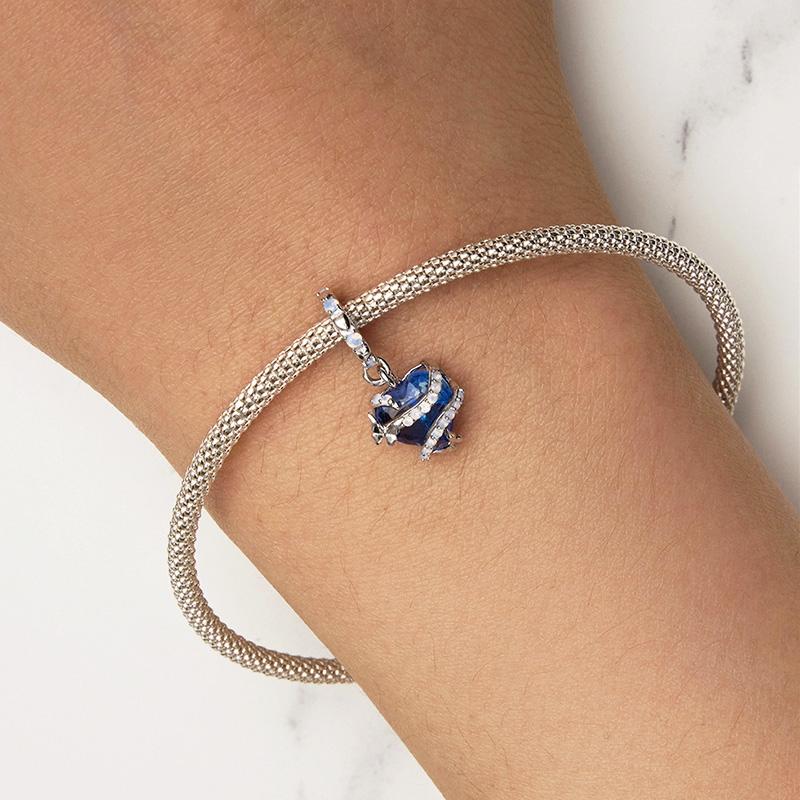 925 Sterling Silver Blue Magic Heart Necklace Pendant