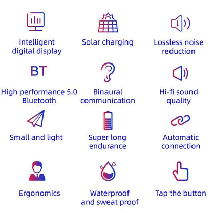 Mini Solar Sport Bluetooth Earphones with Charging Box