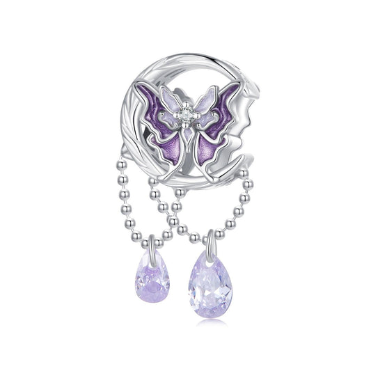 925 Sterling Silver Moon Butterfly Pendant Necklace