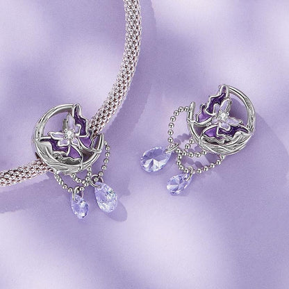 925 Sterling Silver Moon Butterfly Pendant Necklace