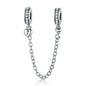 925 Sterling Silver Stackable Heart Pendant Safety Chain In