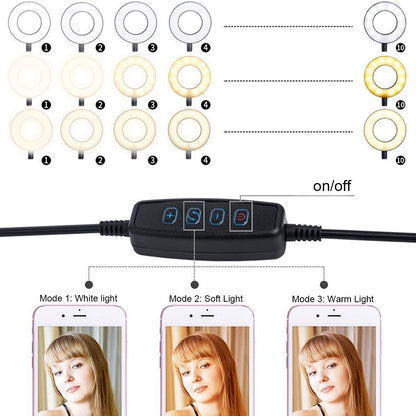 Selfie Ring Light with Phone Holder and Lazy Bracket - Perfect for Live Streaming and Broadcasts