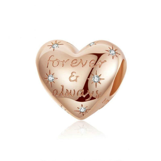 925 Sterling Silver Golden Heart Loose Beads For Diy Bracelets