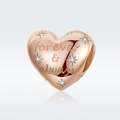 925 Sterling Silver Golden Heart Loose Beads For Diy Bracelets