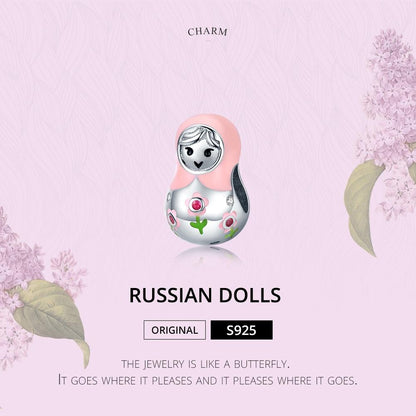 925 Sterling Silver Russian Doll Beaded Bracelet