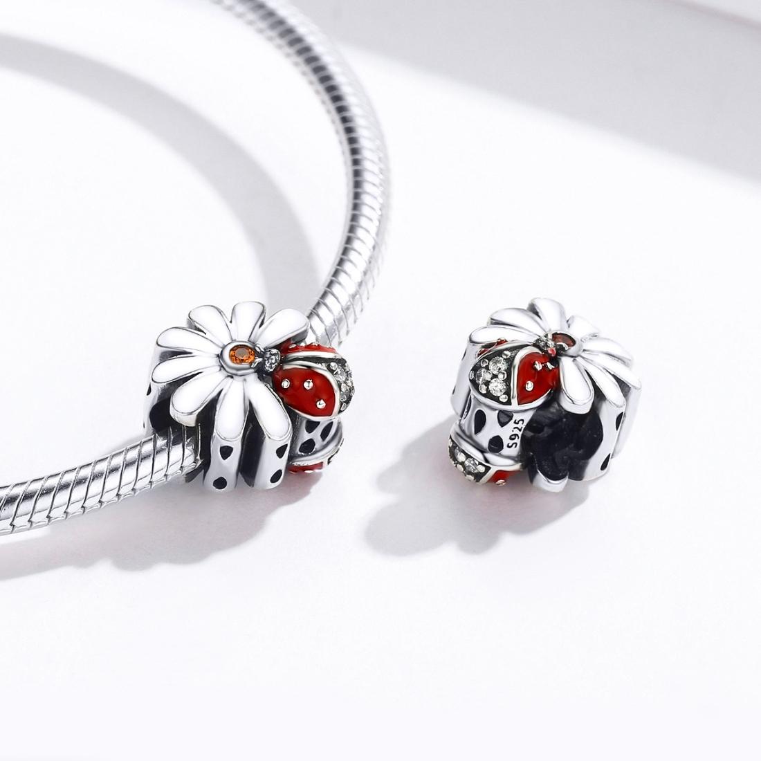 925 Sterling Silver Ladybug Beads For Diy Bracelets & Necklaces
