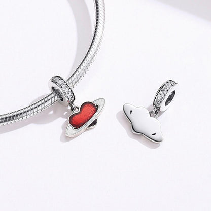 925 Sterling Silver Red Love Planet Pendant For Diy Bracelets