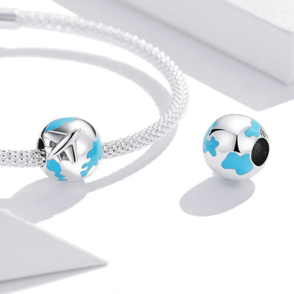 925 Sterling Silver World Travel Beads For Bracelet / Necklace
