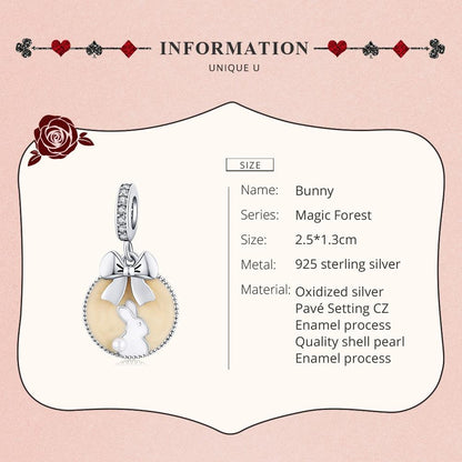 925 Sterling Silver Bunny Pendant For Bracelet Or Necklace